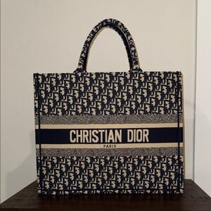 Faux CD Blue and Cream Tote
